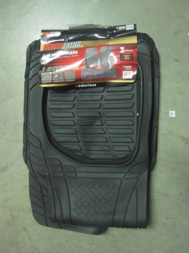 Motor trend flextough 3pc rubber floor mats - thick heavy duty all weather black
