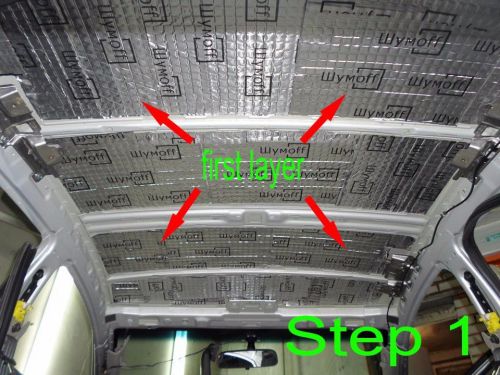 Sound deadener noise insulation kit for car roof