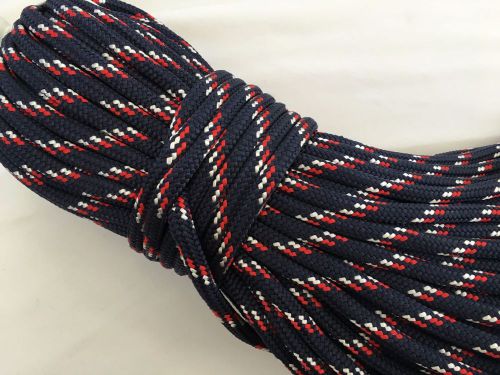 1/2&#034; x 100 &#039; navy rd/ wh anchor/ rope/mooring/dock line double braid nylon  usa