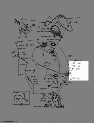 2016 kawasaki vulcan 900 custom oem fuel tank: l=19.3 collar