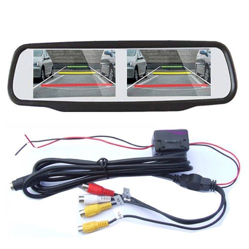 4.3&#034; tft lcd car rear view mirror monitor dual screen 4 ch in for backup camera
