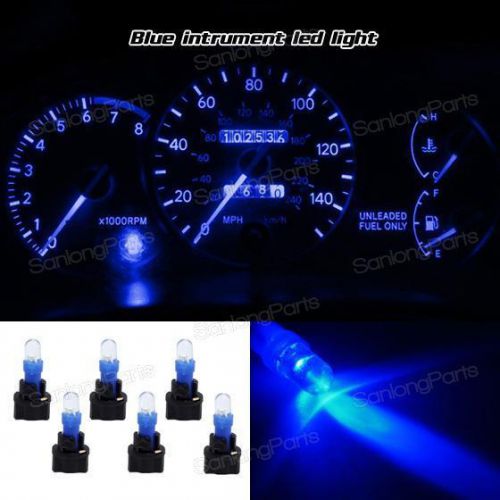 6 pcs t5 twist socket blue led instrument panel speedometer light pc74 bulb