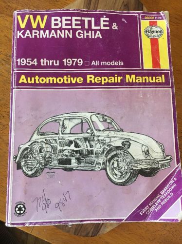 Haynes automotive repair manual-book  vw  beetle karmann ghia 54-79 all models