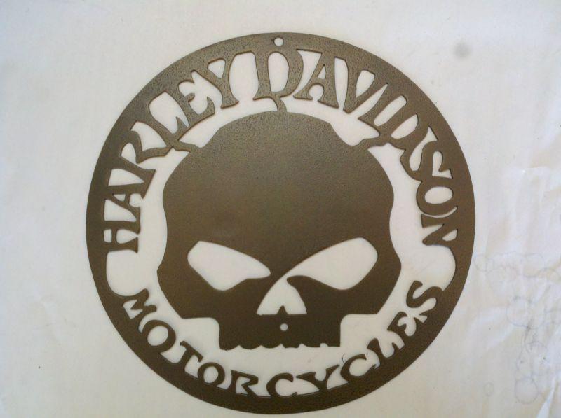 Harley skull sign - powder coated (bronze hammertone)