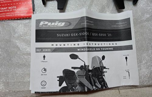 Hardware for puig windscreen 20835f suzuki gsx-s1000 2021-2024