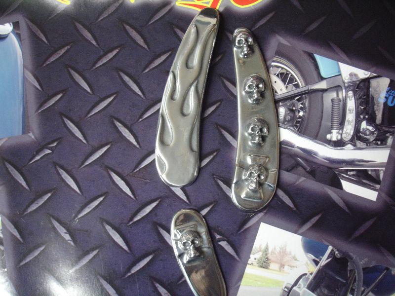 Harley softail swingarm insert/cover set..3 piece set. custom ...skulls & flames
