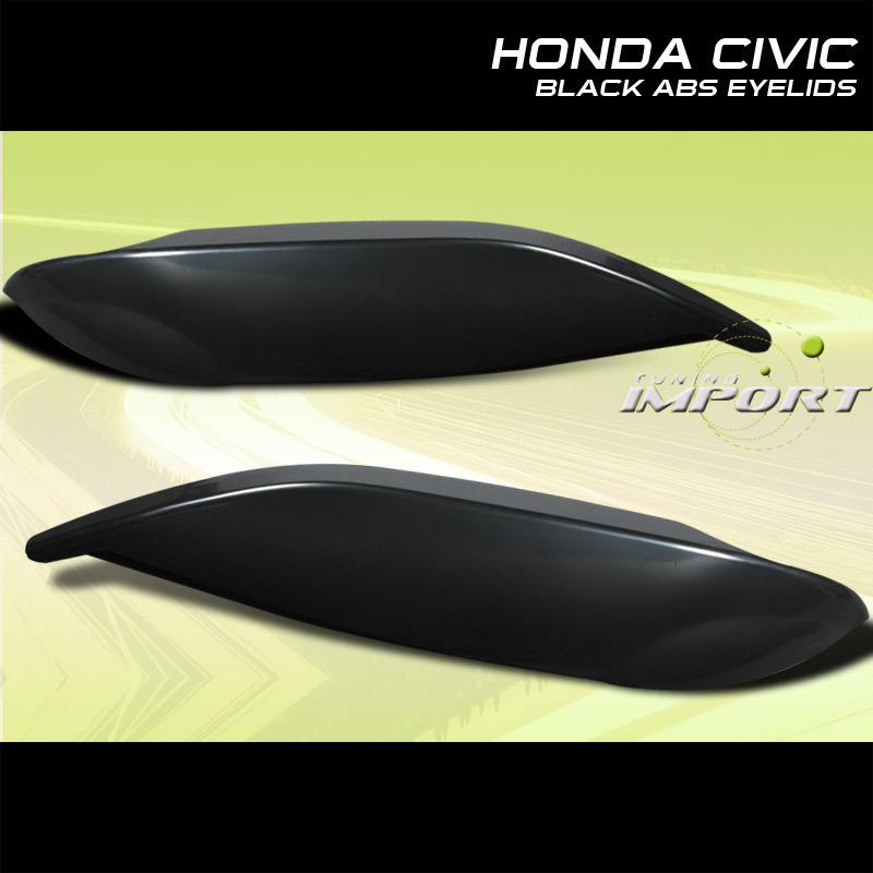 96-98 honda civic dx lx ex black abs pair eyebrow eyelid cover sticker custom 