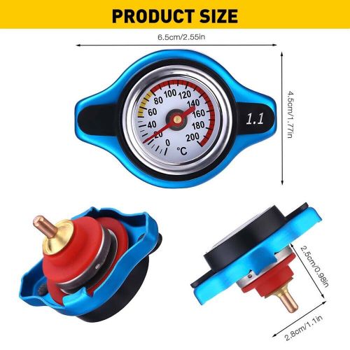 1.1 bar thermostatic radiator cap w/ temp water gauge cap cover small head blue