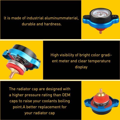 1.1 Bar Thermostatic Radiator Cap W/ Temp Water Gauge Cap Cover Small Head Blue, US $11.99, image 4