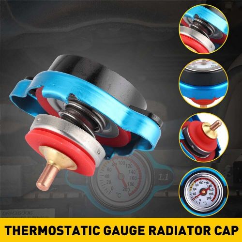 1.1 Bar Thermostatic Radiator Cap W/ Temp Water Gauge Cap Cover Small Head Blue, US $11.99, image 8
