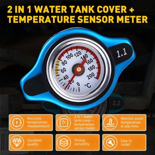 1.1 Bar Thermostatic Radiator Cap W/ Temp Water Gauge Cap Cover Small Head Blue, US $11.99, image 13