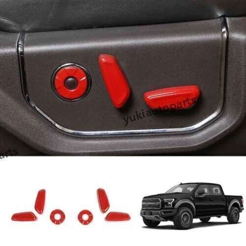 Red Inner Seat Adjust Button Cover Trim 6PCS Fit For Ford F150 F~150 2015~2020, US $65.39, image 6