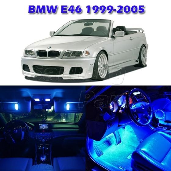 7 blue map dome footwell courtesy interior light package for bmw e46 1999-2005