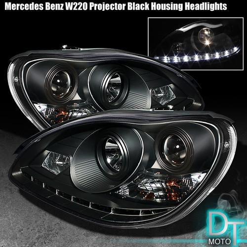Black 03-06 benz w220 s-class projector headlights +daytime led running lights