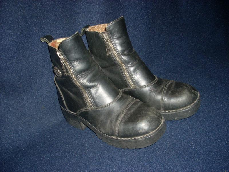 Vintage ladies black leather harley davidson zippered motorcycle boots boot 