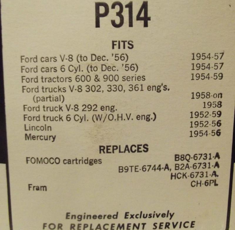 1952-1957 FORD Oil Filter LOT by ATLAS F-12 ROTUNDA R1-F HASTINGS P314, US $19.99, image 5
