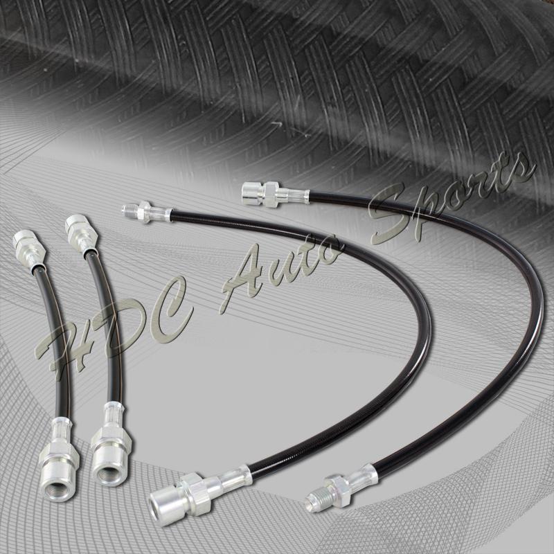 83-89 porsche 944 s2 na / turbo front+rear stainless steel brake line hose black