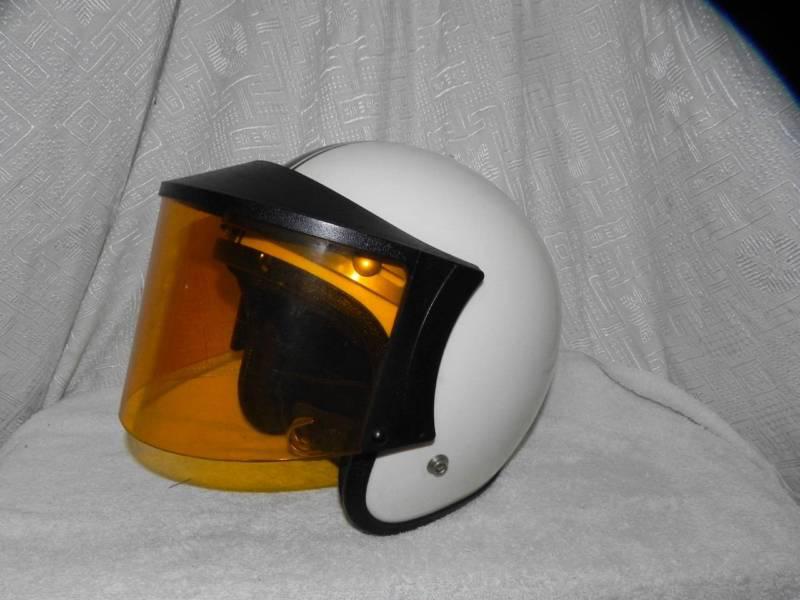 Vintage white striped sparkle motorcycle helmet open face w/ shield estate find!