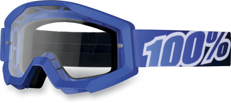 100% strata-mx motocross adult goggles,blue lagoon(white/blue/black), clear lens