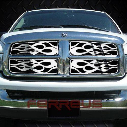 Dodge ram 03-05 bar-style horizontal flame polished stainless grill insert cover