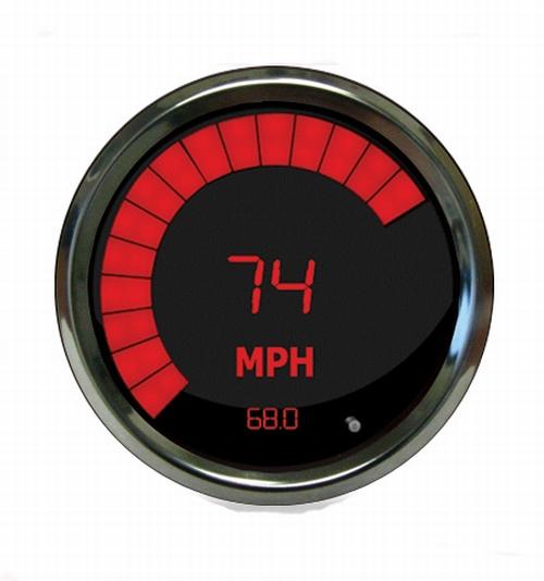 Digital speedometer with led sweep red, chrome bezel intellitronix ms9222r usa