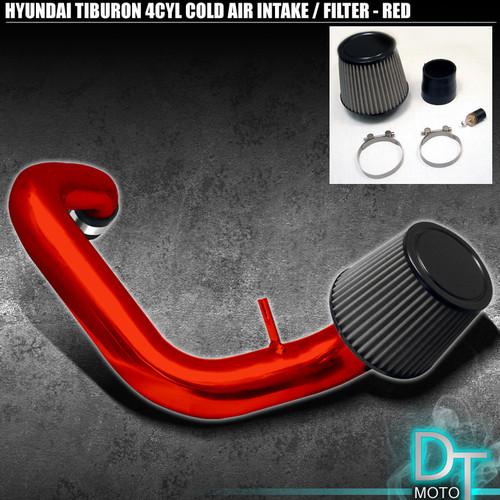 Stainless washable filter+ cold air intake fits 97-02 tiburon 4cyl red aluminum