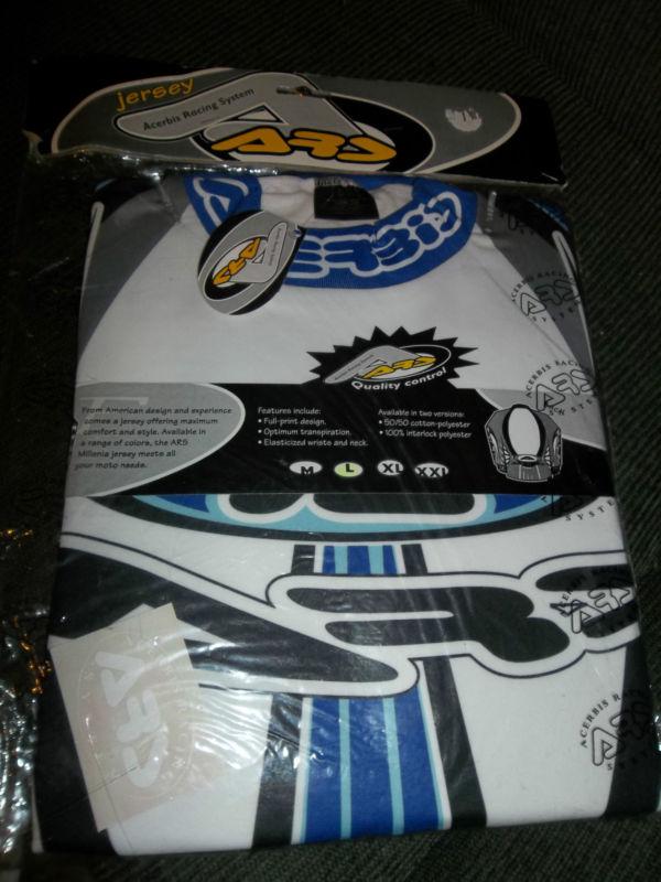Acerbis acs jersey white black blue size large mx riding gear nib 