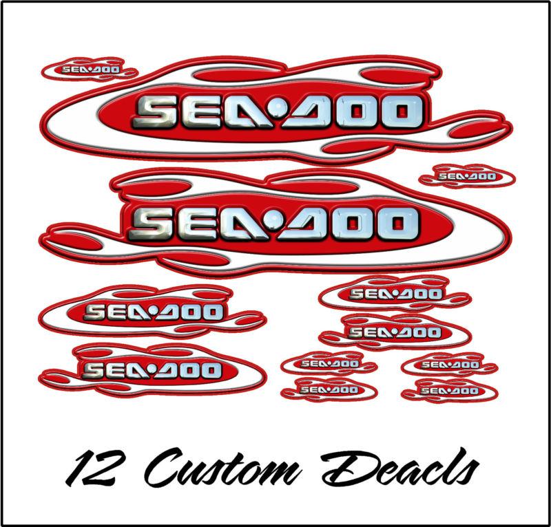 Sea doo owners speedster, challenger, rxp,rxt,gtx,graphics decals - red white
