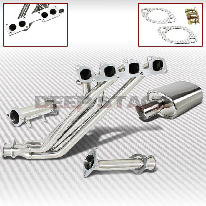 Exhaust manifold header+pipe+2.5" oval muffler 91-94 240sx/180sx s13 silvia ka24