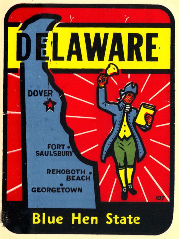 Vintage travel decal delaware auto car rat hot rod trailer coach old window 