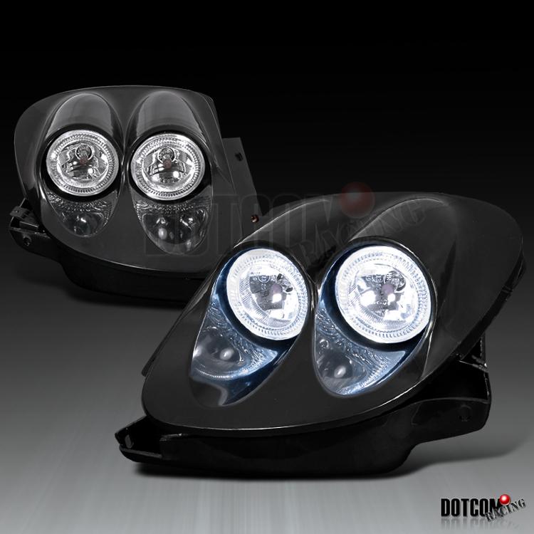 93-97 mazda rx7 rx-7 dual halo headlight assembly pair black