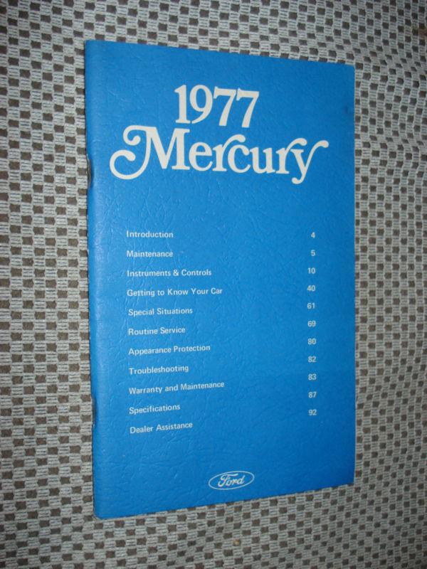 1977 mercury owners manual original glove box nr rare!!