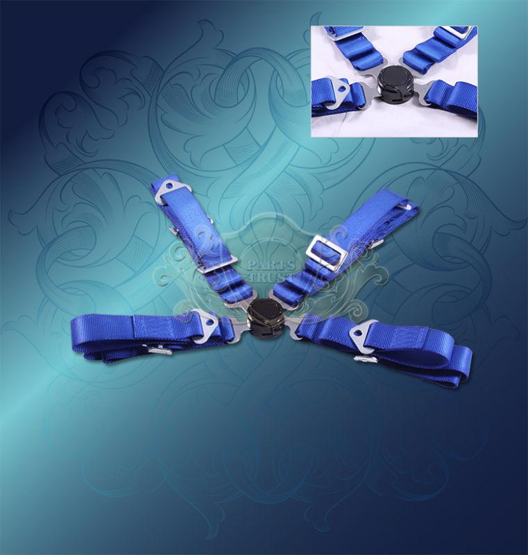 1pc 4-point blue universal type-r racing safety seat belt camlock strap safety