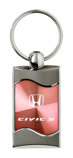 Honda civic si pink rectangular wave key chain ring tag key fob logo lanyard