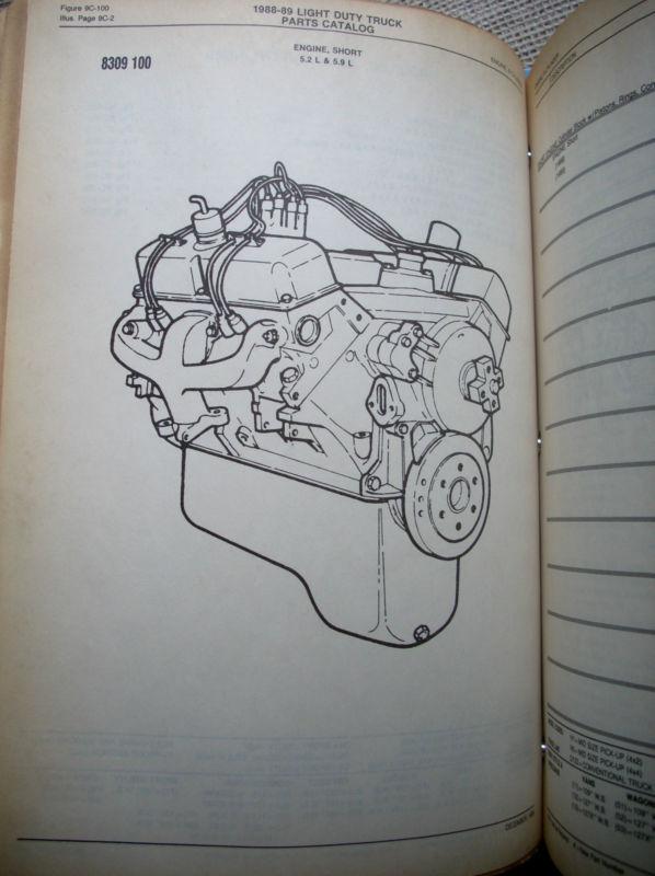 Buy 1988 1989 Mopar Dodge Truck Parts Book Manual Catalog Light Duty in