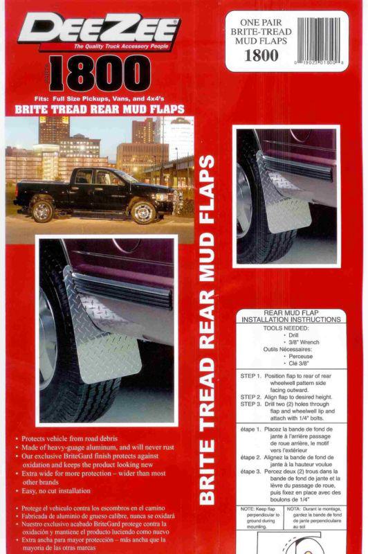 New dee zee #1800 universal fit aluminum brite tread rear mud flaps 12x16 trucks