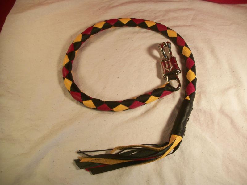 Biker whip getback motorcycle black red and yellow texas coral snake!!!!!