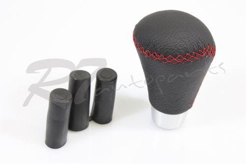 Universal euro style hi quality black leather grip red stitch manual shift knob