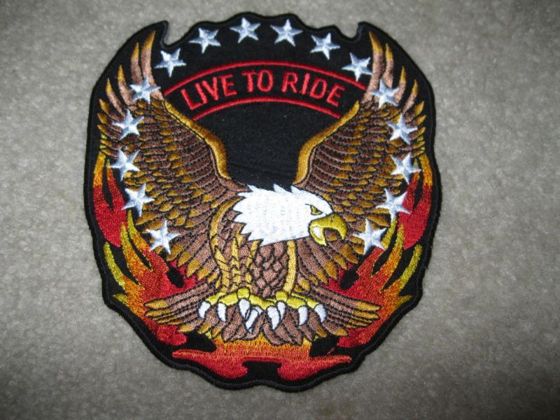 New live to ride patch ~ harley leather motorcycle biker lg. 5 3/4" x 6 3/4"