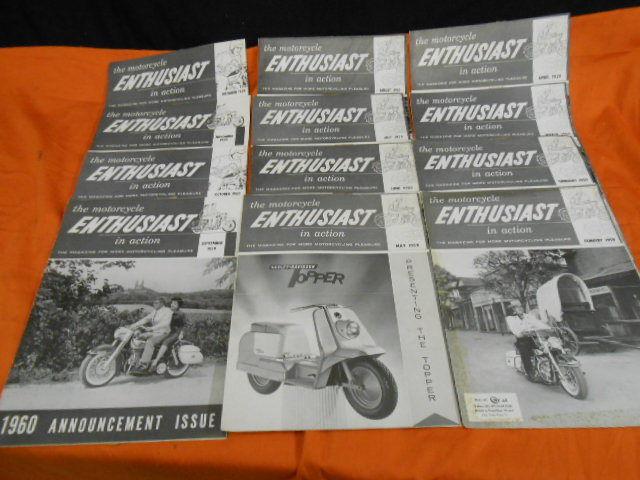 Original harley 1959 motorcycle enthusiast magazines full year vgc #2865