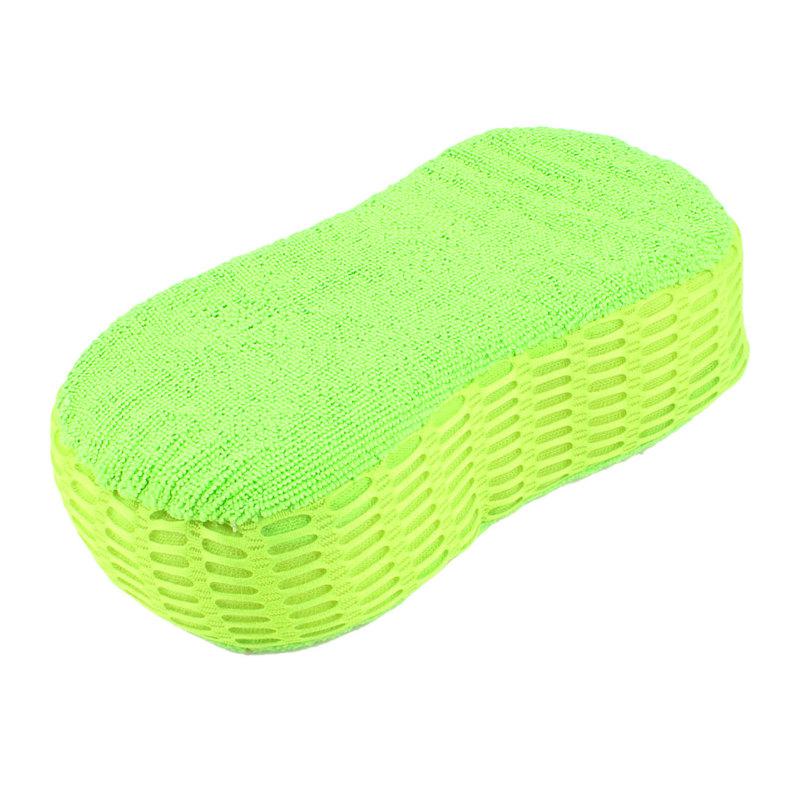 Car vehicles washing drying microfiber sponge pad green 21.5 x 11.5cm