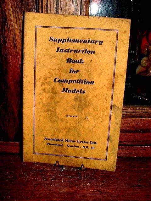 1958 a.j.s supplementary instruction book~this is an original~ motorcyle