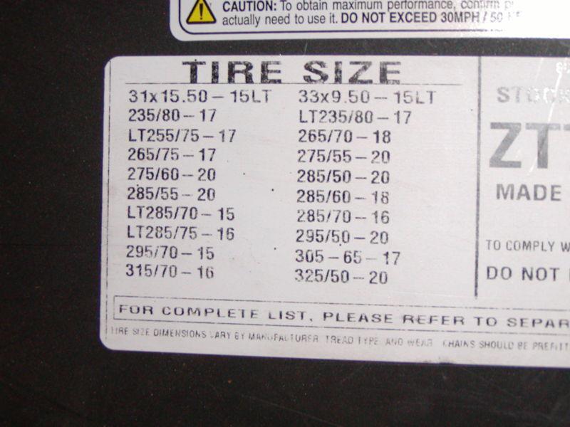 Find TRUCK/SUV CABLE TIRE CHAINS, SCC ZT751 SUPER Z LT, 315/7016,285/