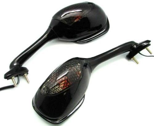 Black integrated turn signal mirrors for 05-12 suzuki gsxr 600 750 1000 k6 k7 k8