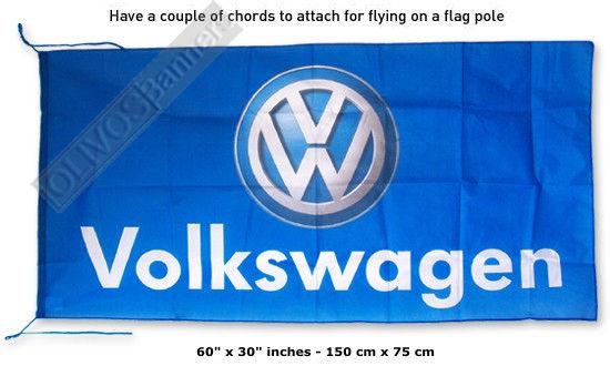 Deluxe sign new volkswagen blue golf jetta banner flag 3x5 feet w/2 chords