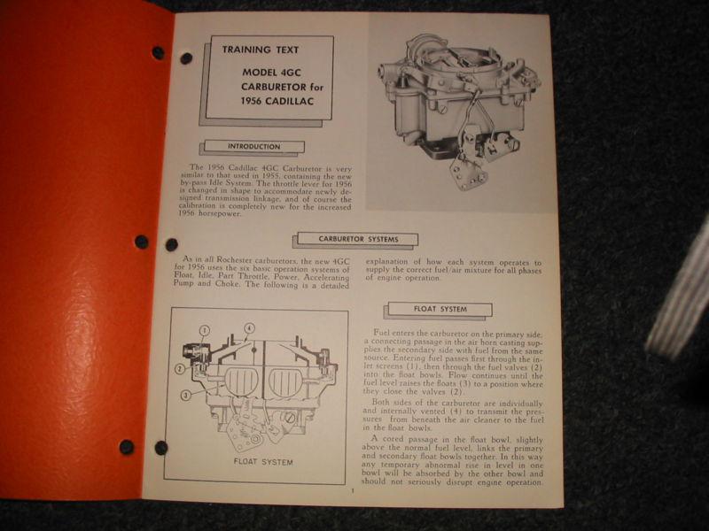 1956 cadillac rochester carburetor 4gc 4 barrel service training manual