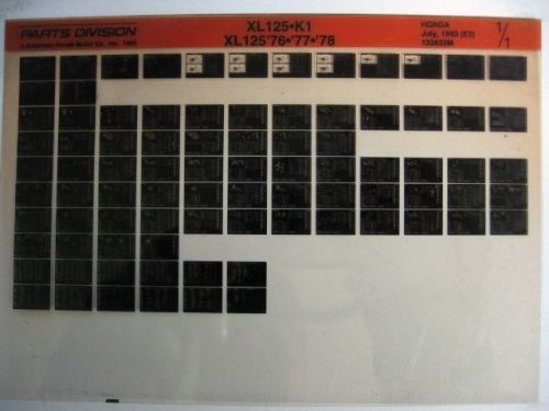 Honda xl125 1976 - 1978 parts list microfiche e24