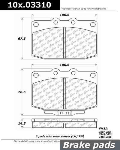 Centric 100.03310 brake pad or shoe, front-oe formula brake pads