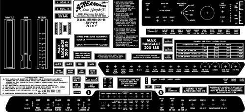 Cessna 310 p-q-r interior placard kit free shipping