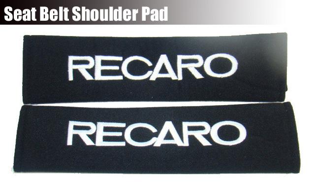 Pair of auto car seat belt shoulder pads cushion covers black for recaro
